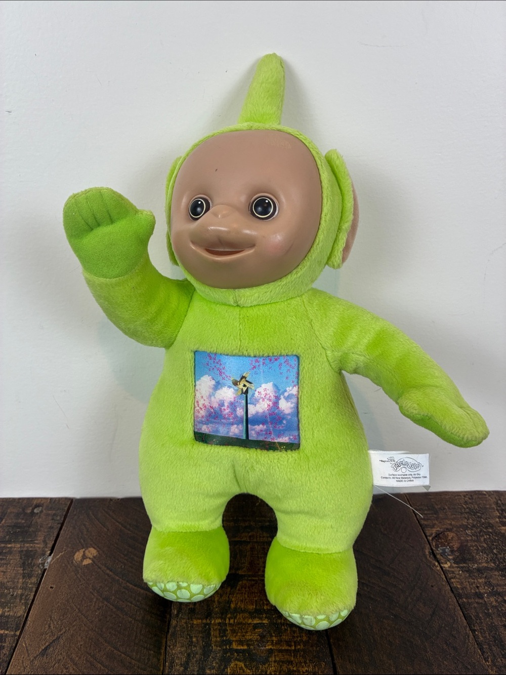 Teletubbies Dipsy Green Plush Doll Toy Hologram Panel Belly 2003